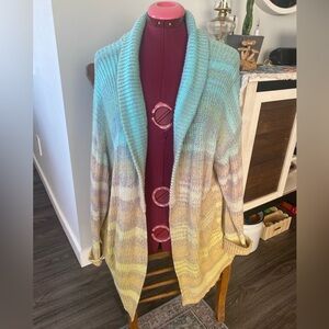 Pilcro Pastel Striped Open Cardigan